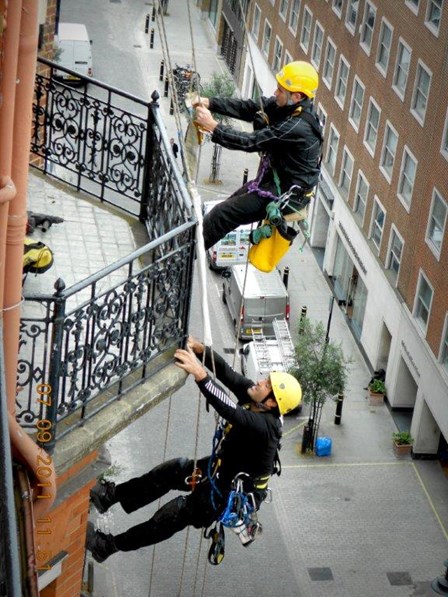 Rope access survey for structural repairs at Claridges Hotel, London