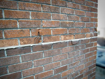 Cracks in the masonry walls, due to cavity wall tie failure, Temple St, Dublin, Ireland