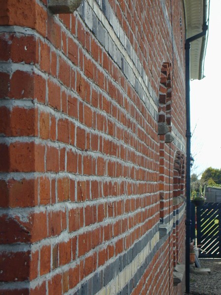 Old Station House; replacement wall ties required, due to bowing and leaning brick walls, at Magilligan, Co. Londonderry, Northern Ireland