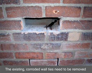 cavity wall tie failure replacement crack in walls masonry brick northern ireland NI