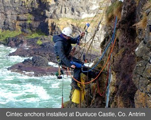 002 cintec anchors rope access dunluce rope access IRATA masonry cracks structural repairs survey london england belfast northern ireland dublin scotland