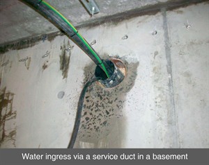 002 service duct damp leak sealing resin crack injection basement waterproofing dublin ireland belfast northern ireland NI
