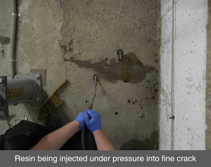 004 lift pit tanking resin crack injection repair leak sealing concrete crack injection northern ireland NI p-r