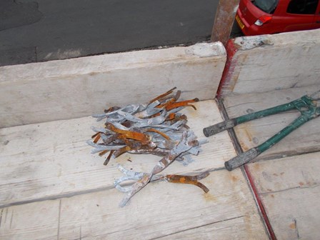 Due to corrosion, the cavity wall ties were removed from this house in Belfast