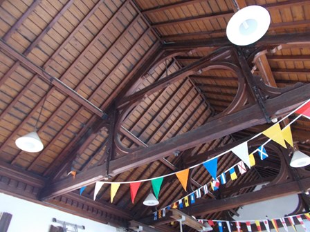 The timber ceiling and trusses prior to the truss being repaired by a resin splice system, in Greenore, Co. Louth